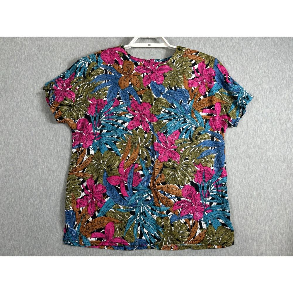 Vintage Hawaiian Shirt Size M Multicolor Floral Short Sleeve‎ Rayon